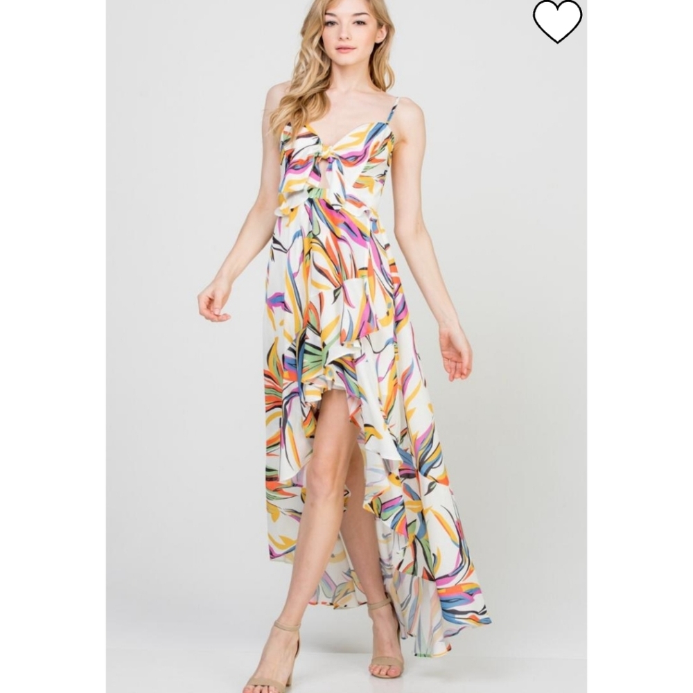 A peach Ruffle maxi dress